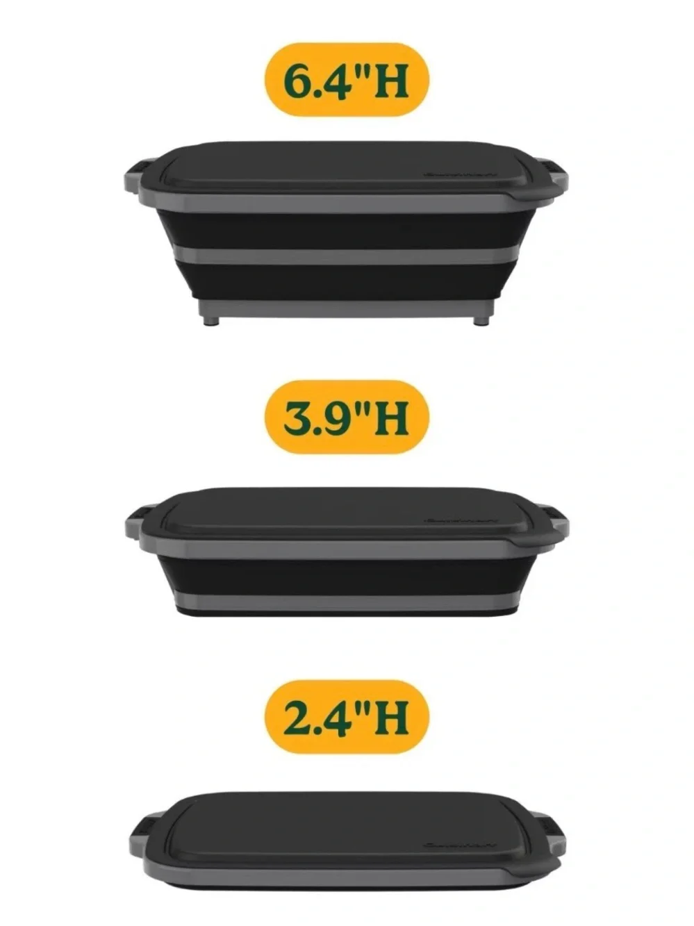 Collapsible 4-in-1 Gray Multi-Purpose Serving & Cooler Tray
